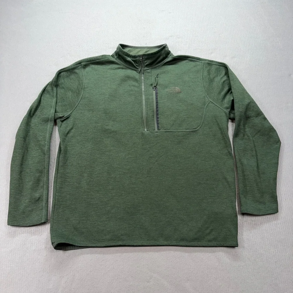 The‎ North Face Quarter Zip Pullover Mens XL Green Heathered Fleece NF0A3SO7